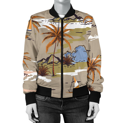 Pacific island Pattern Print Design A05 Women's Bomber Jacket