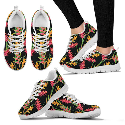 Heliconia Pattern Print Design HL01 Sneakers White Bottom Shoes