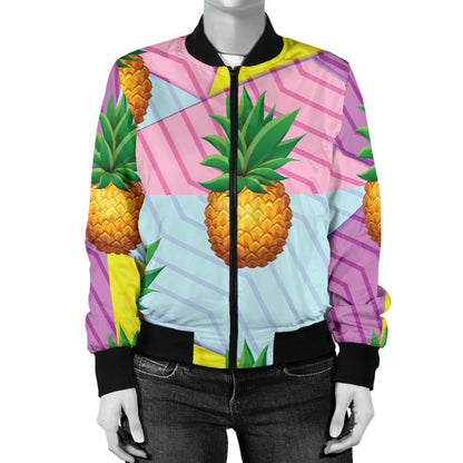 Pineapple Pattern Print Design PP05 Women Bomber Jacket
