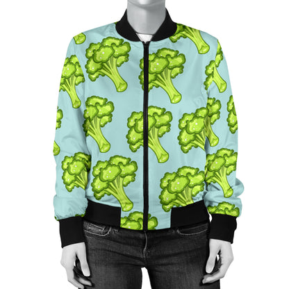 Broccoli Pattern Print Design 02 Women's Bomber Jacket