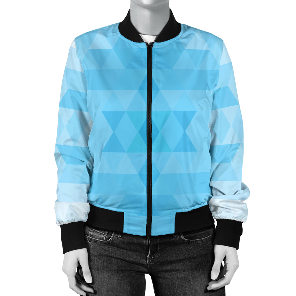 Geometric Blue Pattern Print Design 01 Women's Bomber Jacket