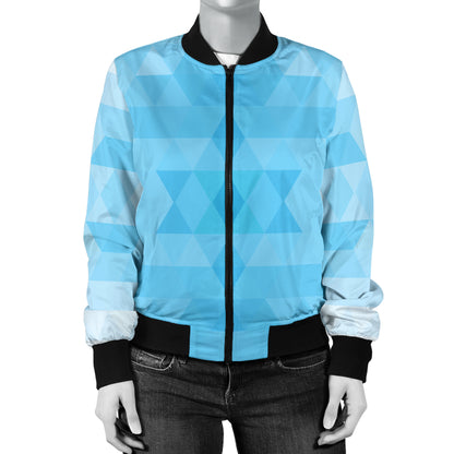 Geometric Blue Pattern Print Design 01 Women's Bomber Jacket