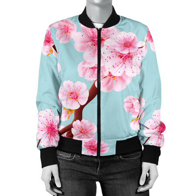 Cherry Blossom Pattern Print Design CB04 Women Bomber Jacket