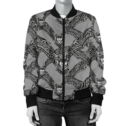 Bat Pattern Print Design 04 Women's Bomber Jacket