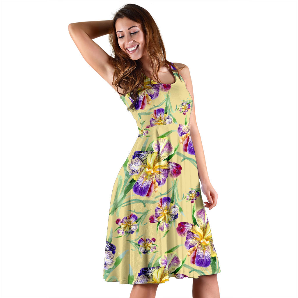 Iris Pattern Print Design IR06 Midi Dress