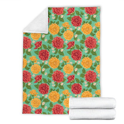 Dahlia Pattern Print Design DH011 Fleece Blanket