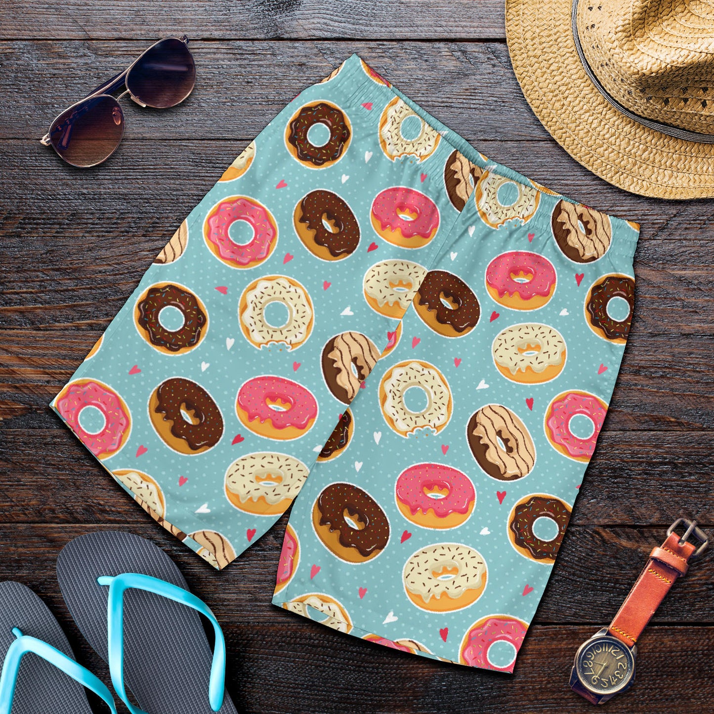 Donut Pattern Print Design DN04 Mens Shorts