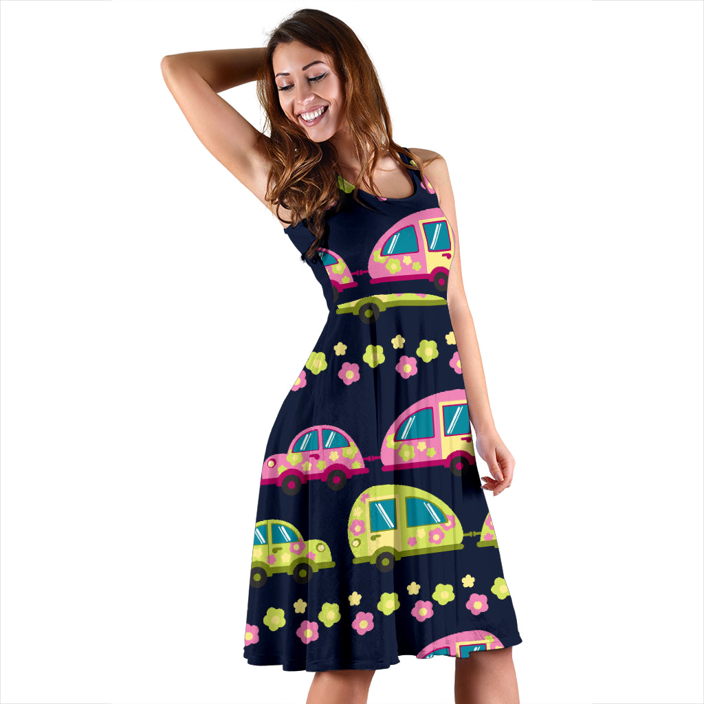 Camper Cute Camping Design No 3 Print Midi Dress