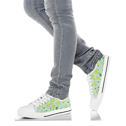 Avocado Pattern Print Design AC011 White Bottom Low Top Shoes