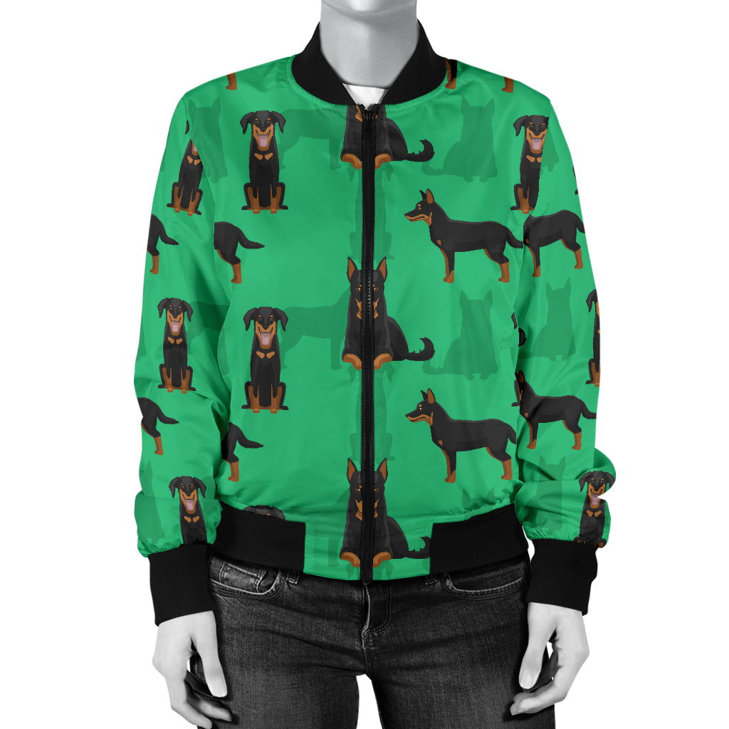 Beauceron Pattern Print Design 01 Women's Bomber Jacket