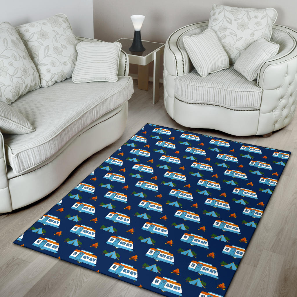 Camper Pattern Camping Themed No 3 Print Area Rugs
