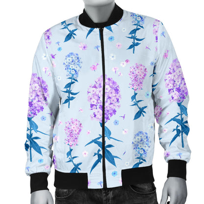 Lilac Pattern Print Design LI05 Men Bomber Jacket