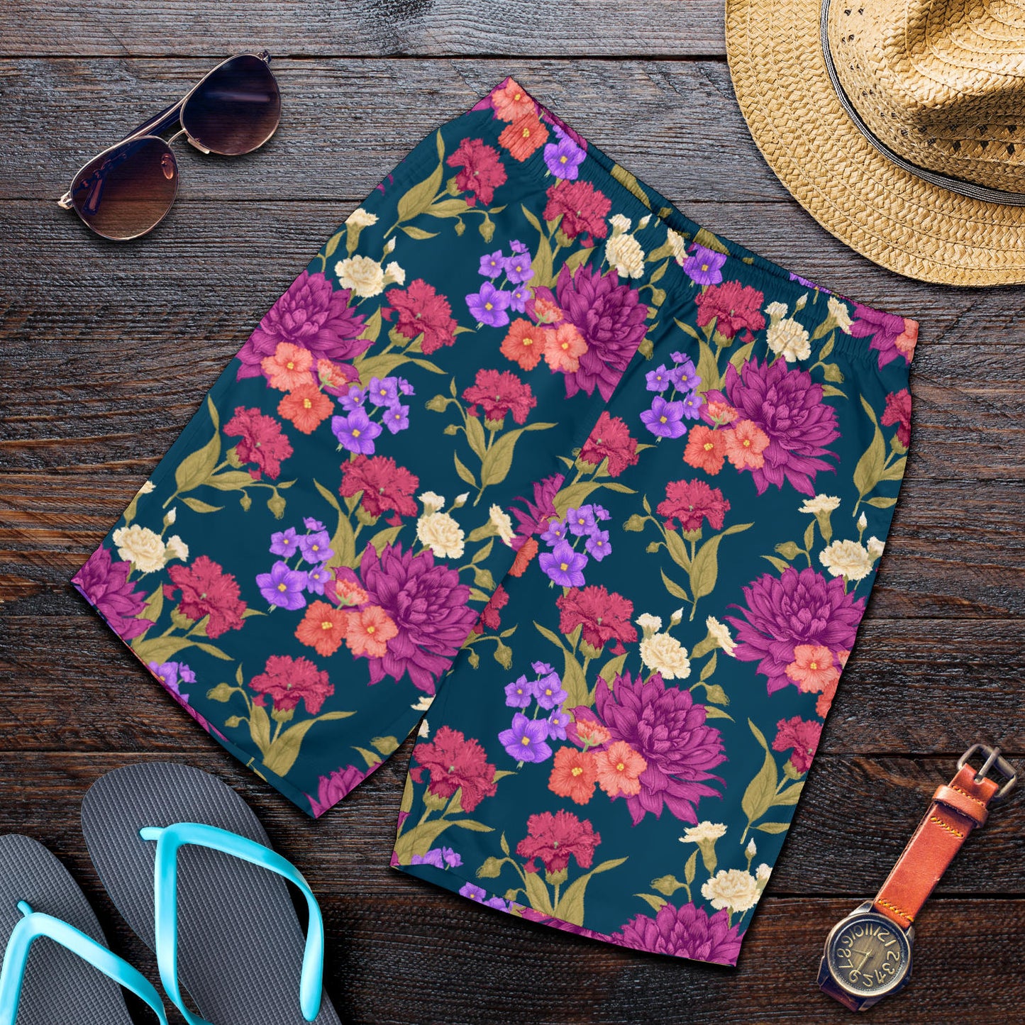 Dahlia Pattern Print Design DH01 Mens Shorts