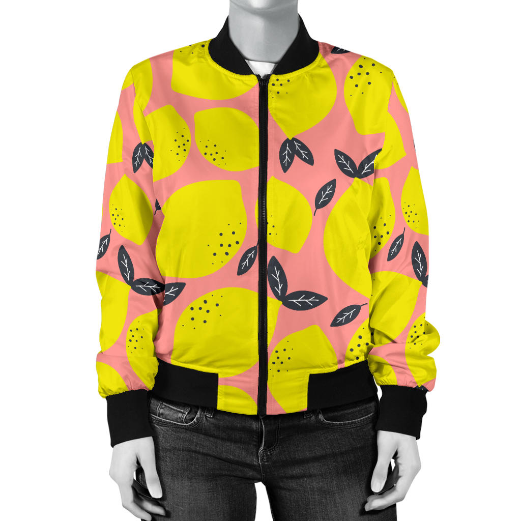 Lemon Pattern Print Design LM03 Women Bomber Jacket