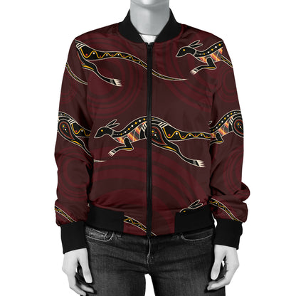 Kangaroos Pattern Print Design 05 Women's Bomber Jacket