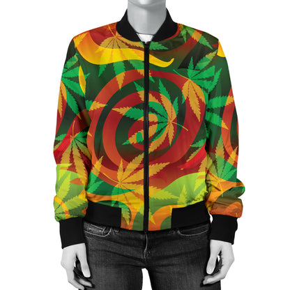 Rastafarian Pattern Print Design A01 Women's Bomber Jacket