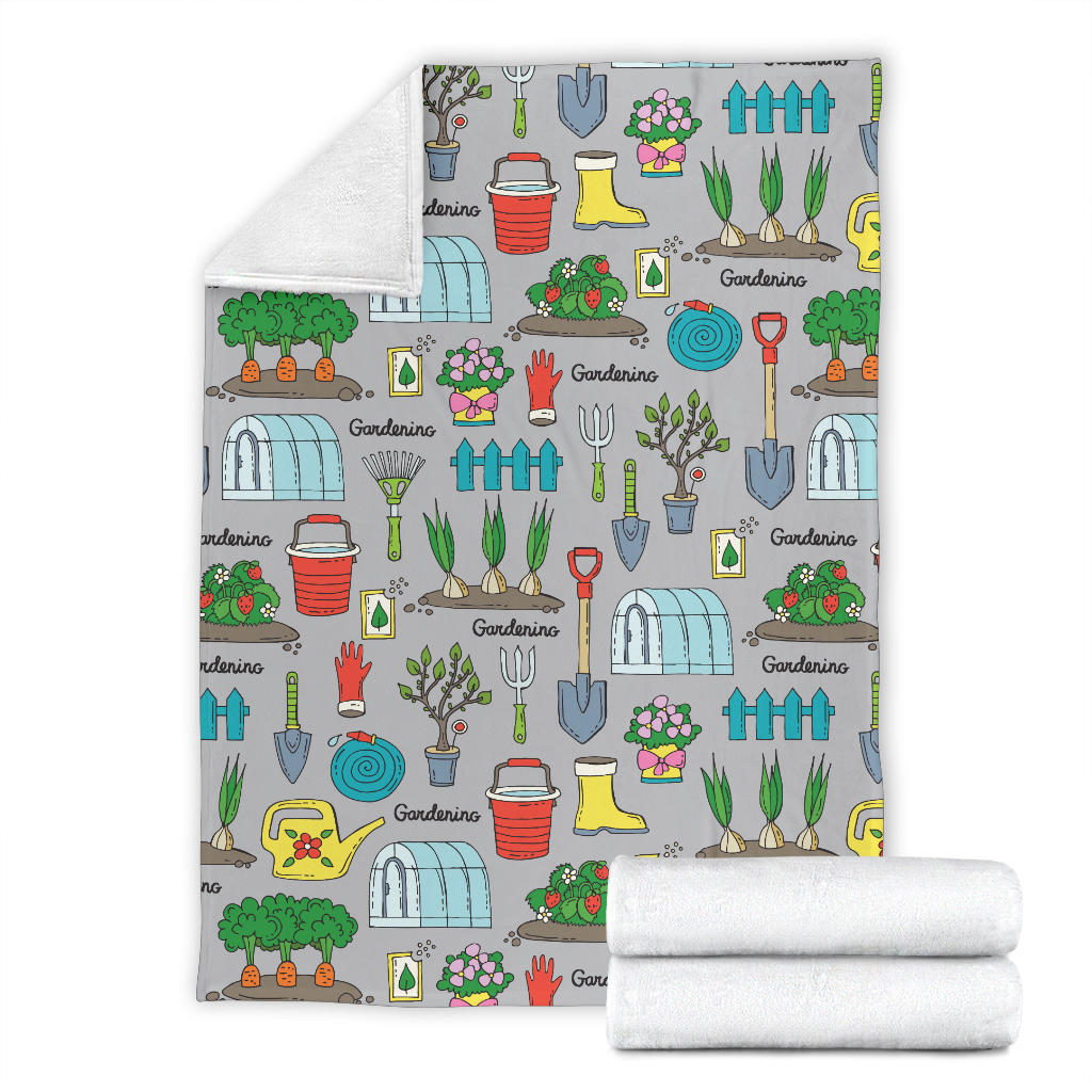 Gardening Pattern Print Design G07 Fleece Blanket