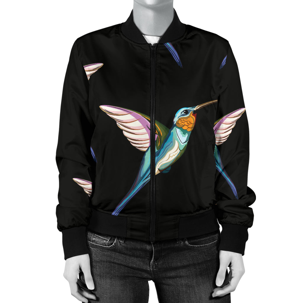 Hummingbird Pattern Print Design 06 Women's Bomber Jacket