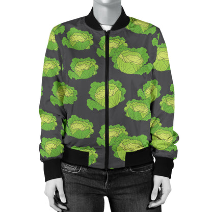 Cabbage Pattern Print Design 01 Women's Bomber Jacket