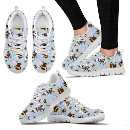 Bee Pattern Print Design BEE08 Sneakers White Bottom Shoes