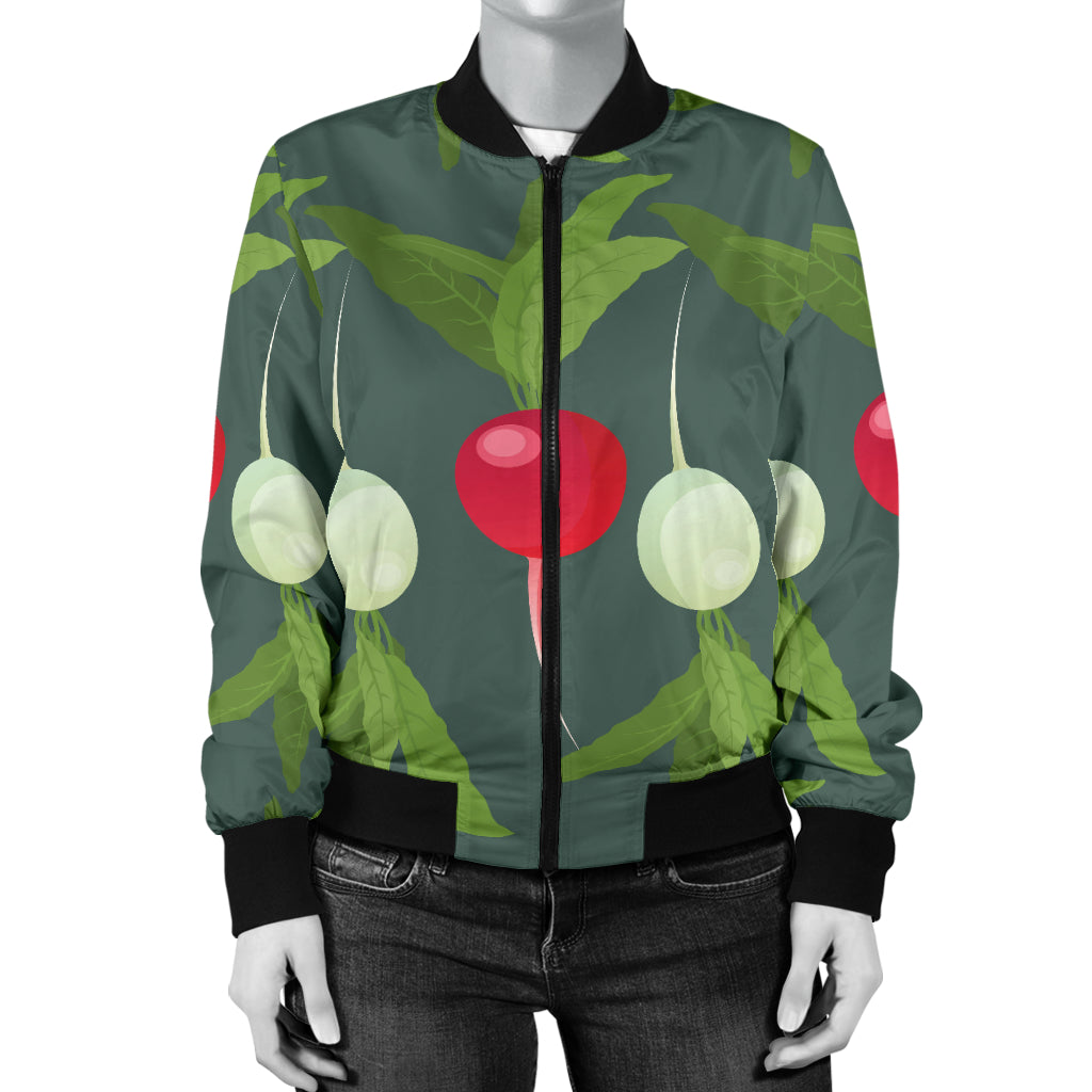 Radish Pattern Print Design A03 Women's Bomber Jacket