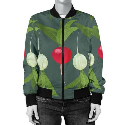 Radish Pattern Print Design A03 Women's Bomber Jacket