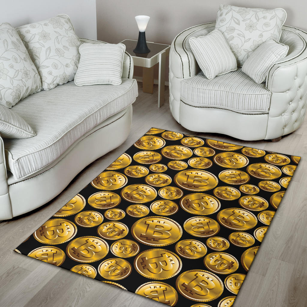 Bitcoin Pattern Print Design DO05 Area Rugs