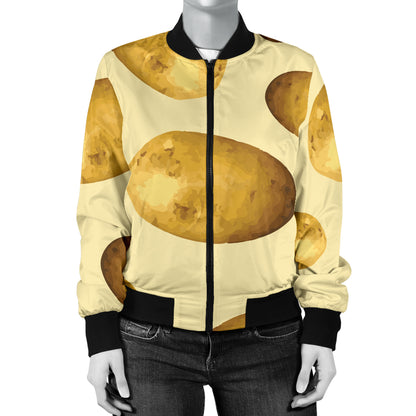Potato Pattern Print Design A01 Women's Bomber Jacket