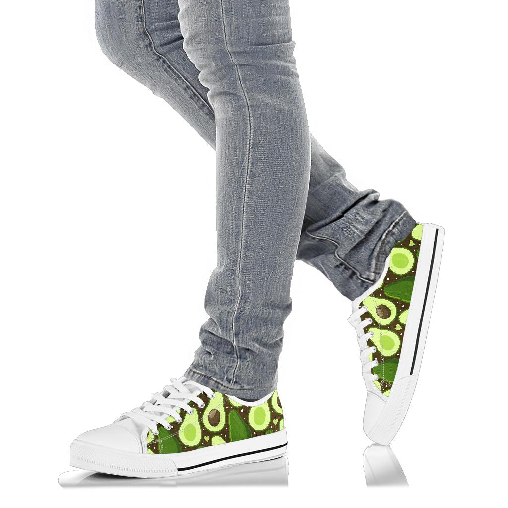 Avocado Pattern Print Design AC04 White Bottom Low Top Shoes