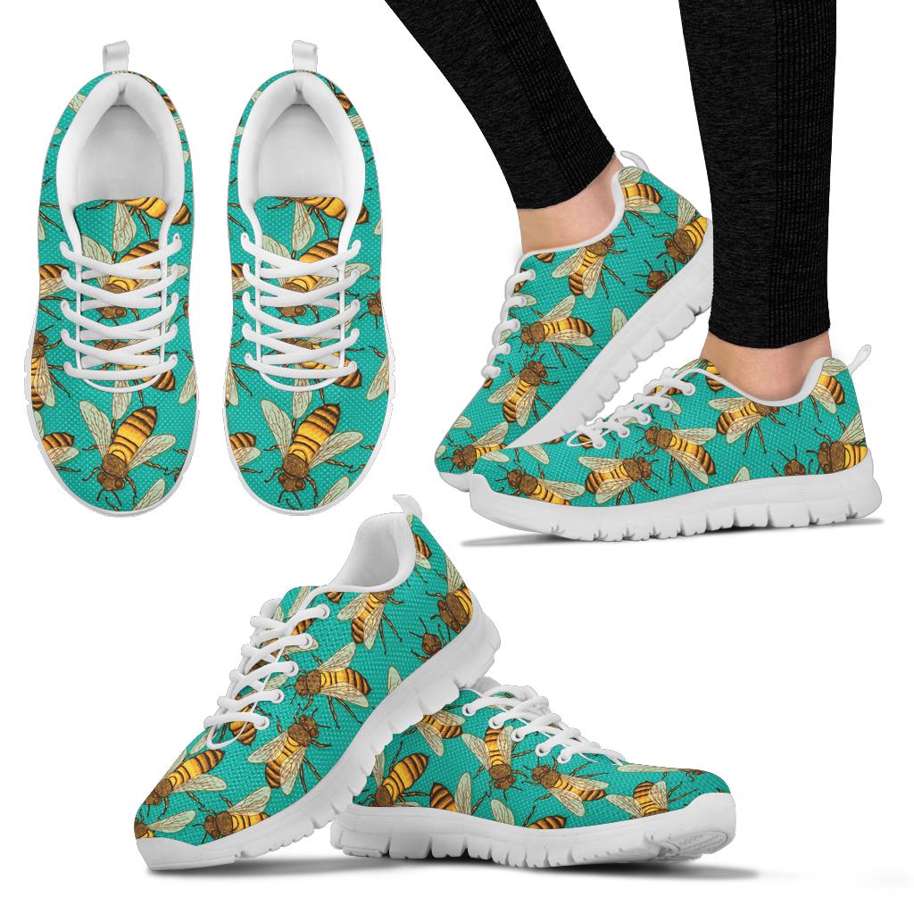 Bee Pattern Print Design BEE04 Sneakers White Bottom Shoes