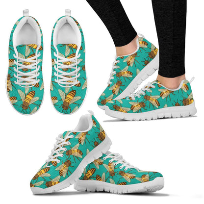 Bee Pattern Print Design BEE04 Sneakers White Bottom Shoes