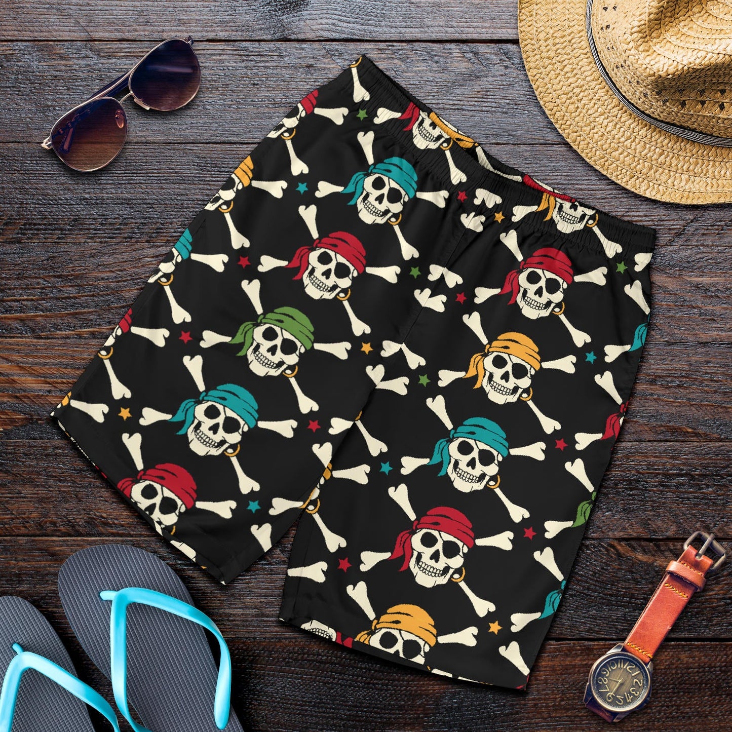 Pirate Pattern Print Design A01 Mens Shorts
