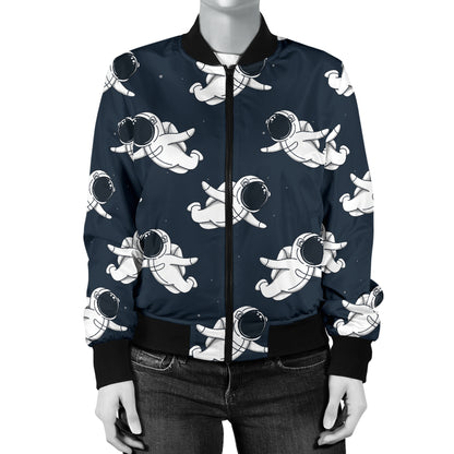 Astronaut Pattern Print Design 02 Women's Bomber Jacket
