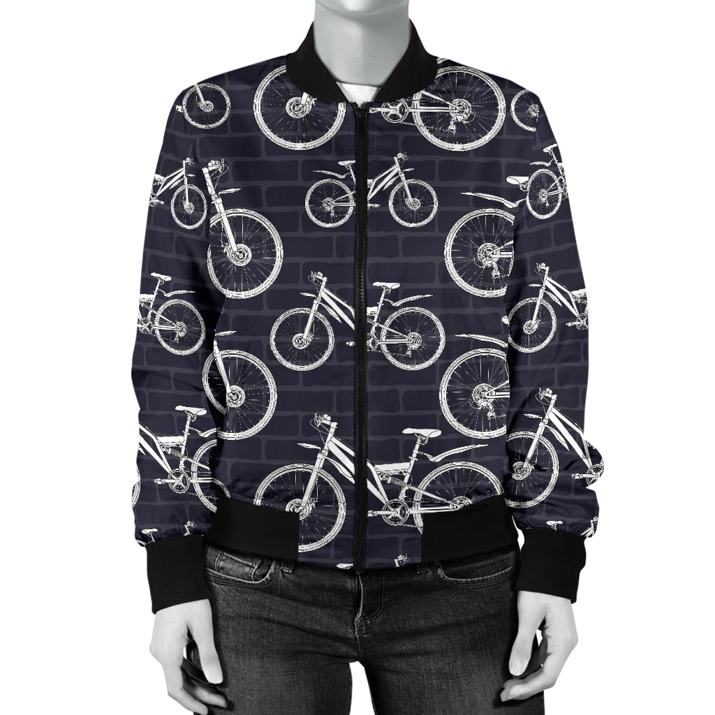 Mountain bike Pattern Print Design 02 Women's Bomber Jacket