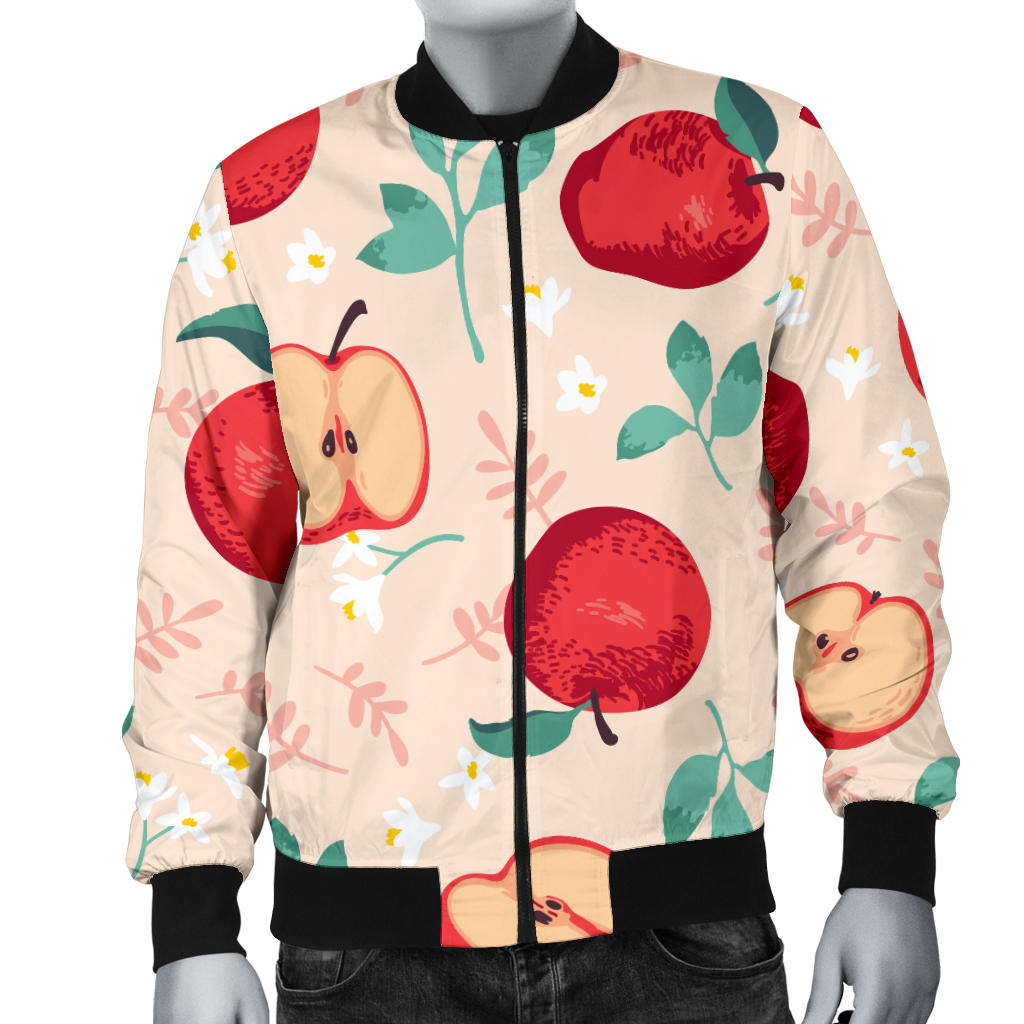 Apple Pattern Print Design AP06 Men Bomber Jacket