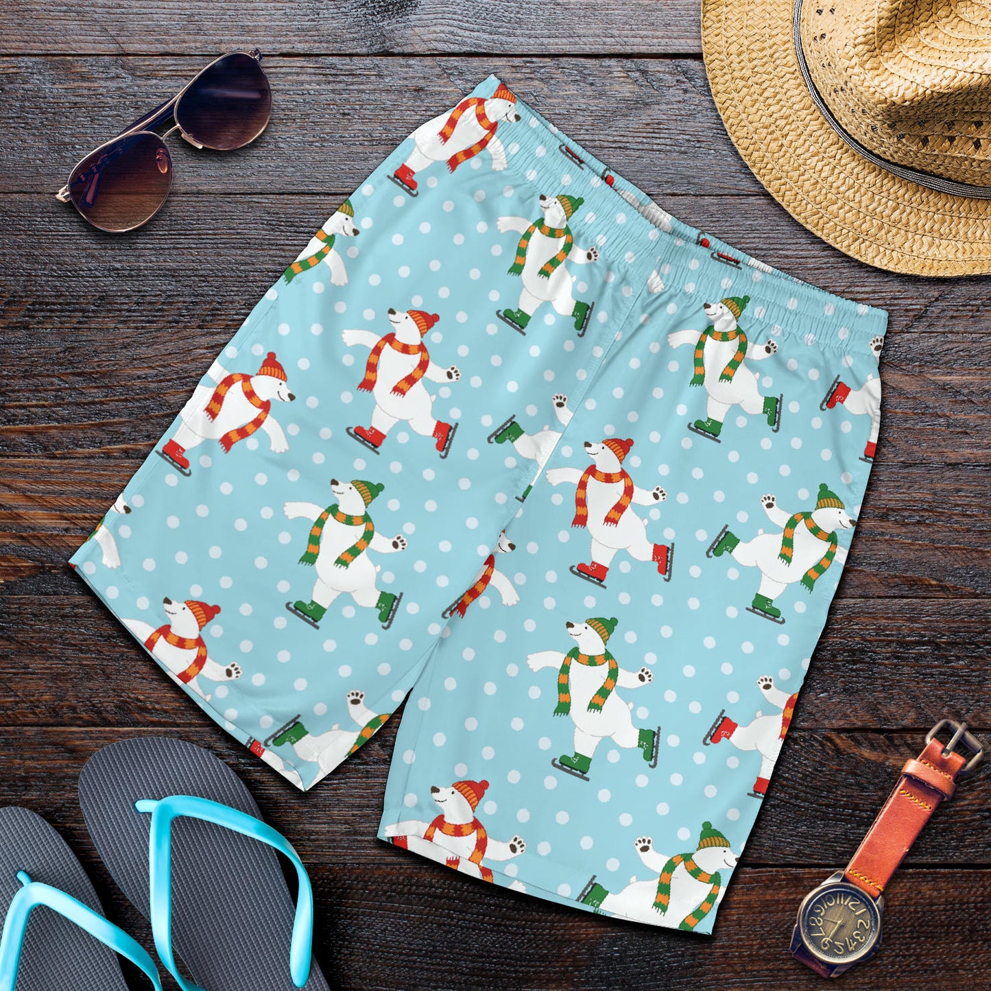 Polar Bear Pattern Print Design PB07 Mens Shorts