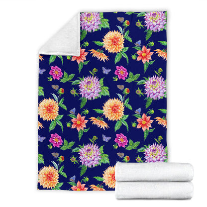 Dahlia Pattern Print Design DH010 Fleece Blanket