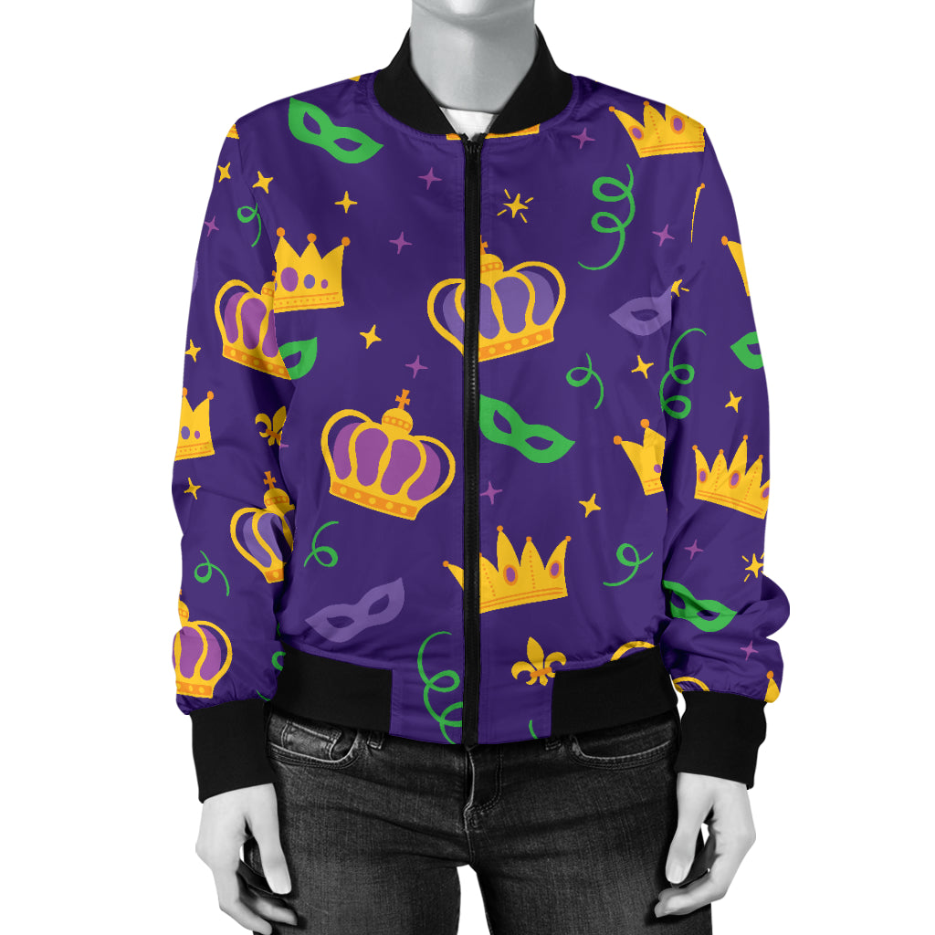 Mardi Gras Pattern Print Design 03 Women's Bomber Jacket