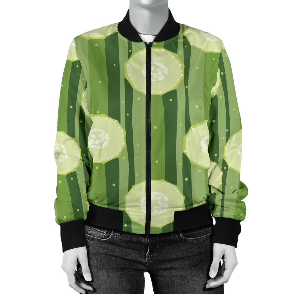 Cucumber Pattern Print Design CC03 Women Bomber Jacket