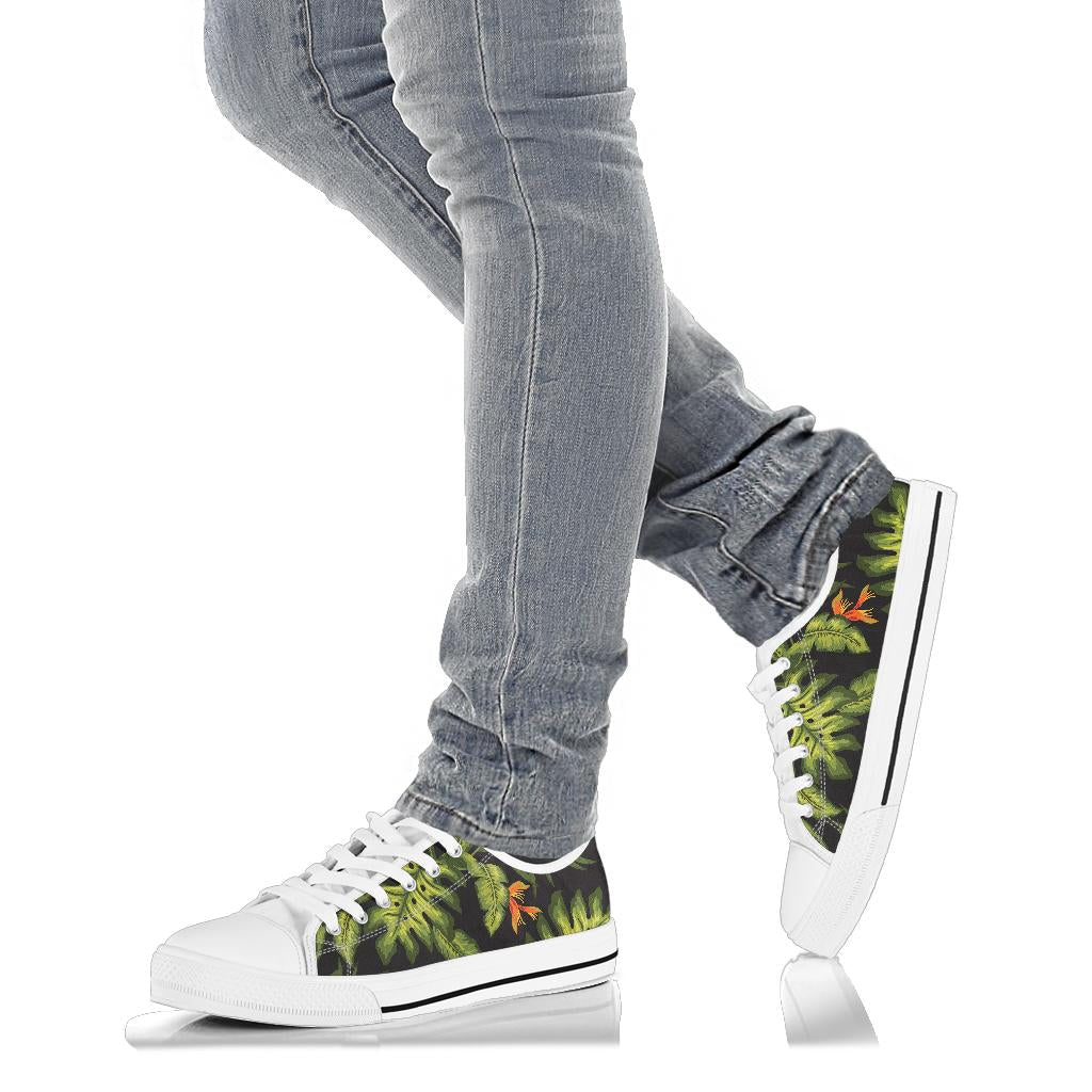 Bird Of Paradise Pattern Print Design BOP013 White Bottom Low Top Shoes