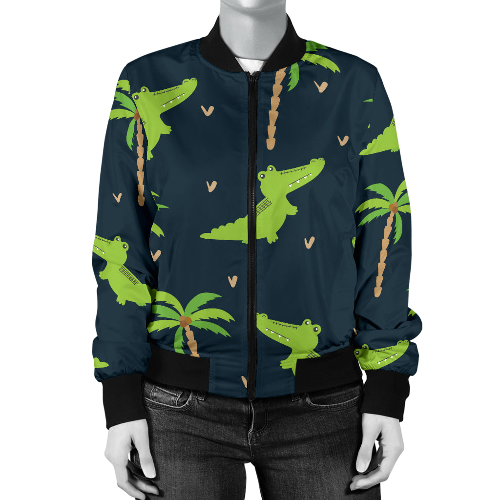 Alligator Pattern Print Design 02 Women's Bomber Jacket