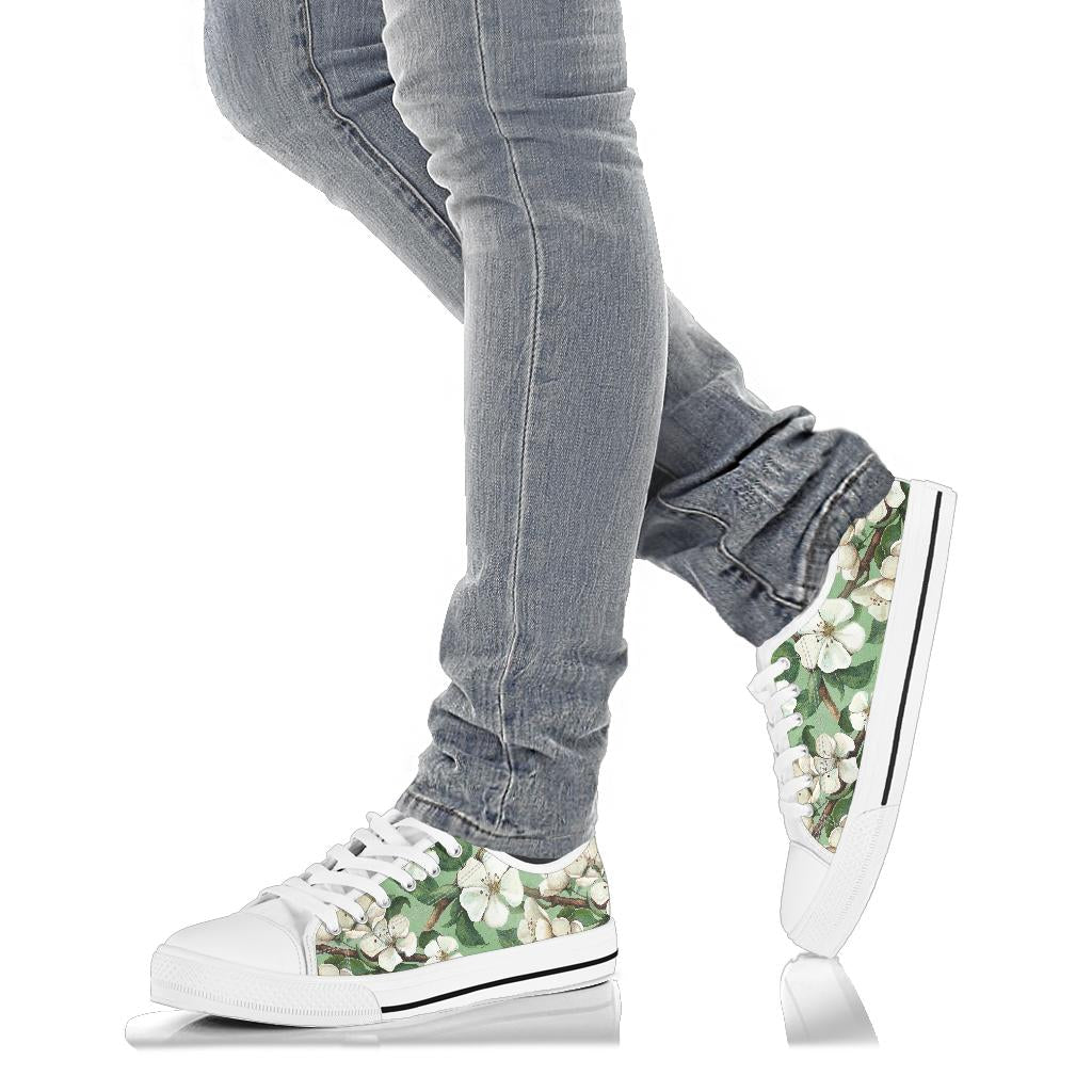 Apple blossom Pattern Print Design AB02 White Bottom Low Top Shoes
