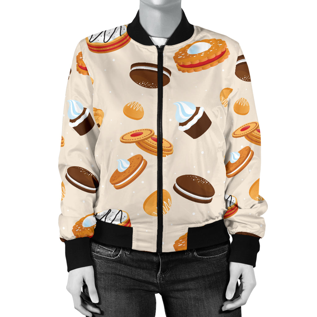 Biscuit Pattern Print Design 01 Women's Bomber Jacket