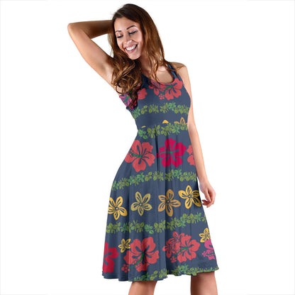 Hawaiian Themed Pattern Print Design H018 Midi Dress