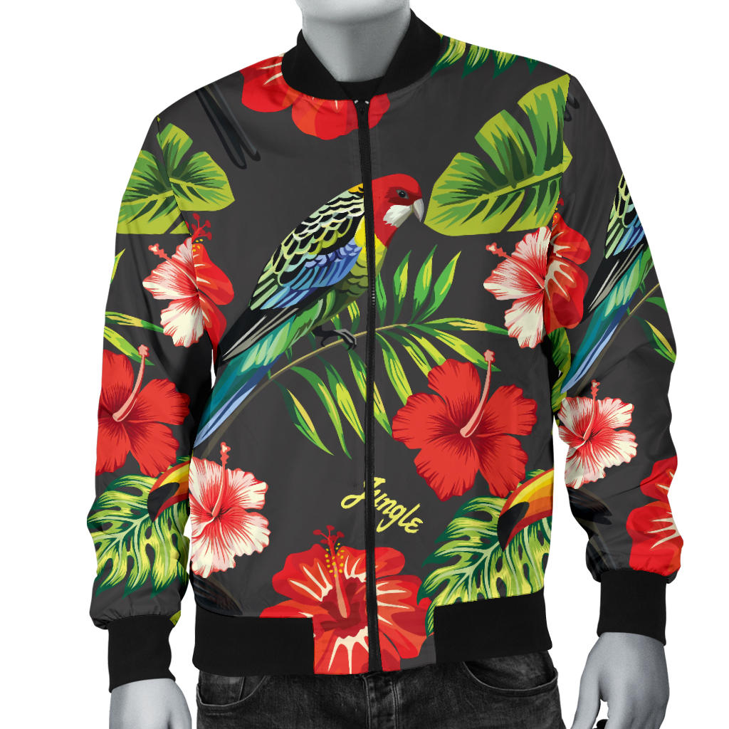 Tropical Flower Pattern Print Design TF04 Men Bomber Jacket