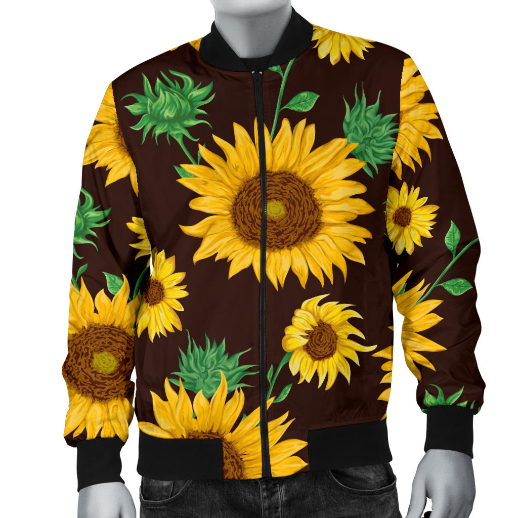 Sunflower Pattern Print Design SF01 Men Bomber Jacket