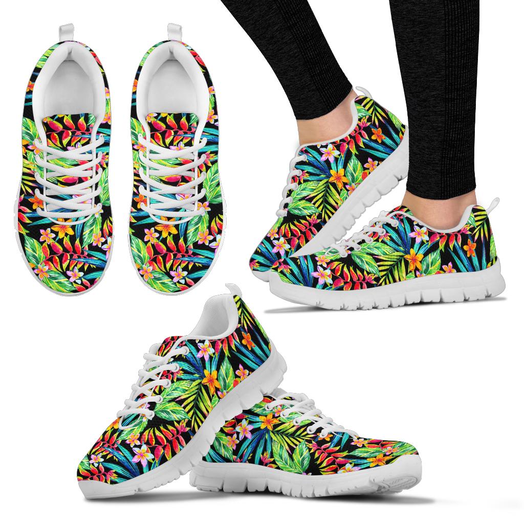 Heliconia Pattern Print Design HL09 Sneakers White Bottom Shoes