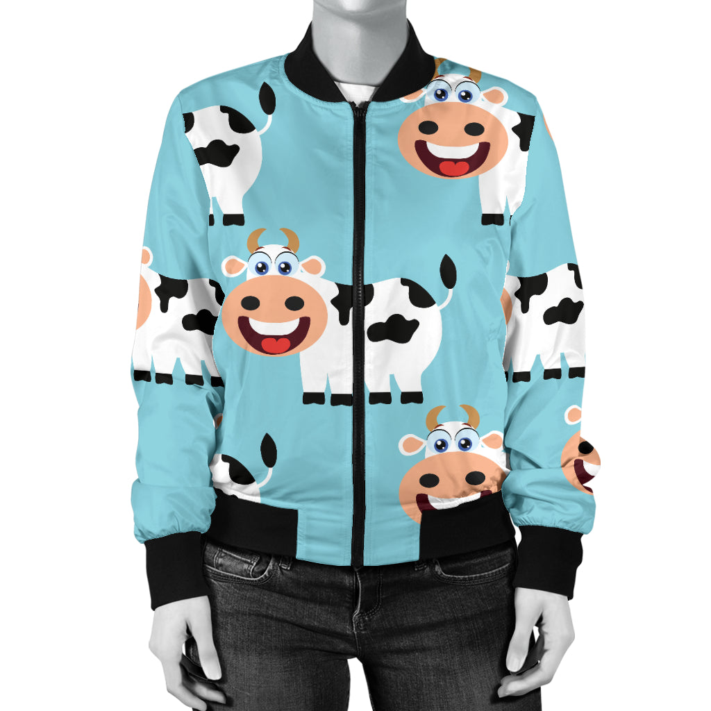 Cattle Cute Pattern Print Design 01 Women's Bomber Jacket
