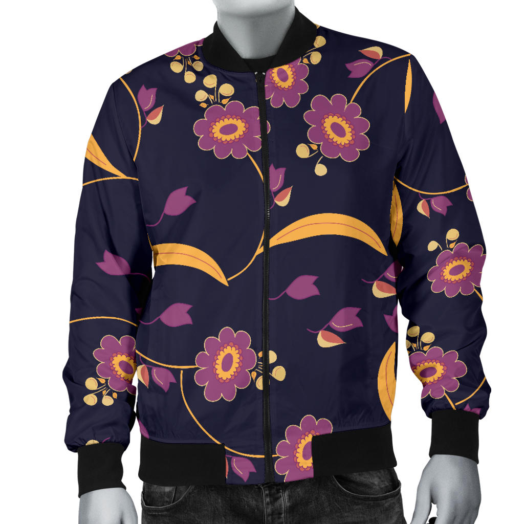 Anemone Pattern Print Design AM012 Men Bomber Jacket