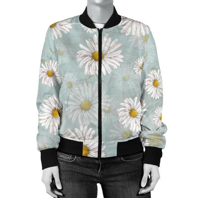 Daisy Pattern Print Design DS012 Women Bomber Jacket